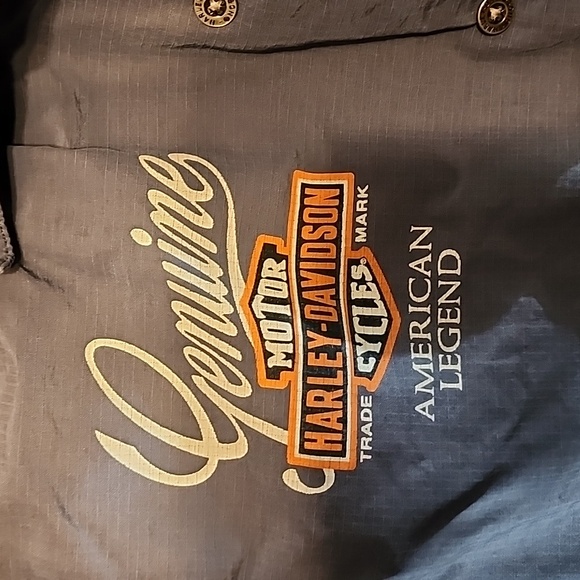 Vintage harley davidson button down navy short sleeved shirt - Picture 2 of 10